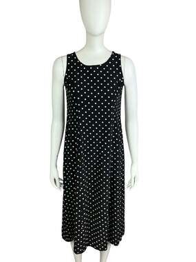 TR Bentley Vintage 90s Black & White Polka Dot Sleeveless Maxi Dress
